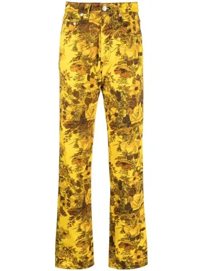 Kwaidan Editions Printed-floral Straight-leg Jeans In Gelb