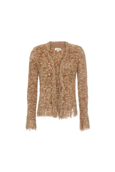 L Agence Azure Fuzzy Cardigan Blazer In Tan Multi