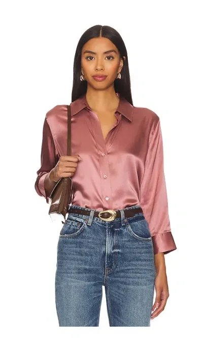 L Agence Dani 3/4 Sleeve Blouse In Mauve Rose