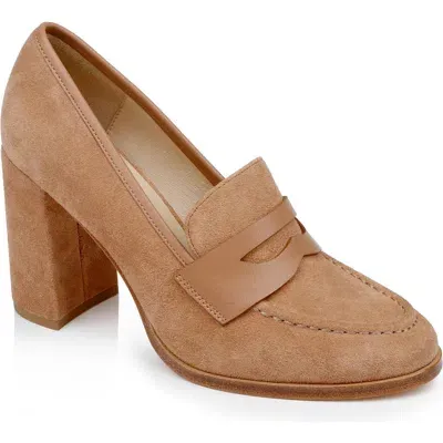 L Agence Blanche Penny Loafer Pumps Sand Suede