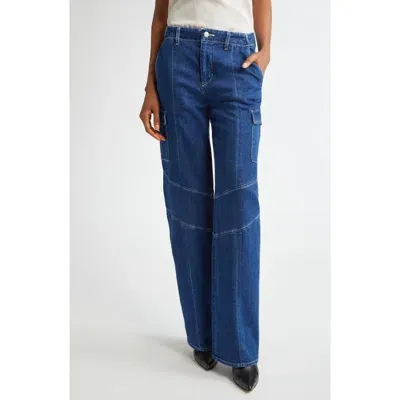 L Agence L'agence Brooklyn High Waist Wide Leg Cargo Jeans In Barca