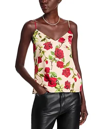 L Agence Jane Spaghetti Strap Top Sand/red Romantic Rose In Sandred Romantic Rose