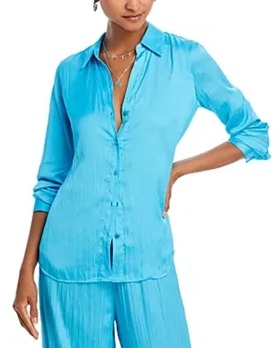 L Agence Nina Long Sleeve Blouse In Blue Atoll