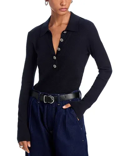 L Agence L'agence Sterling Jewel Button Collared Sweater In Black Jewel