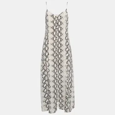 Pre-owned L Agence Pink Python Print Silk Button Romee Midi Dress S