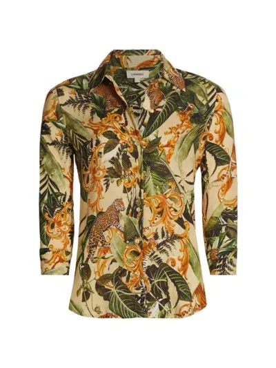 L Agence Camille Blouse In Ecru Multi Rococo Jungle