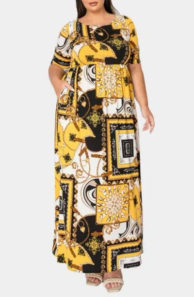 L I V D Billie Print Maxi Dress In Yellow Black