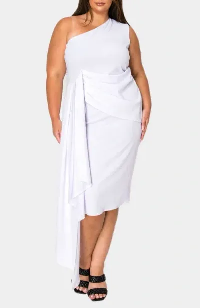 L I V D Esme Draped One-shoulder Dress In White