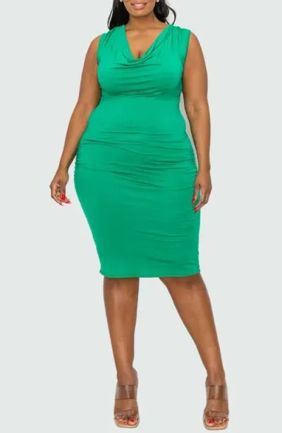 L I V D Kim Cowl Neck Sleeveless Body-con Dress In Palm