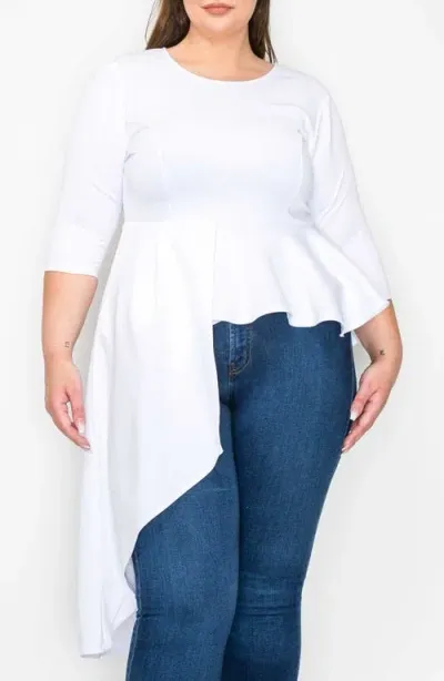 L I V D Sanctuary Asymmetric Peplum Top In White