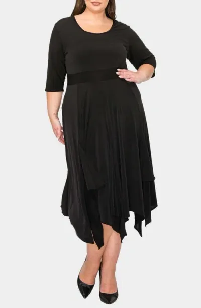 L I V D Shay Handkerchief Hem Midi Dress In Black