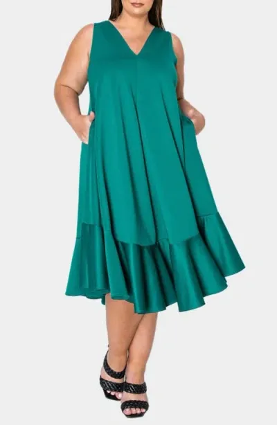 L I V D Simone Pocket Stretch Sleeveless A-line Dress In Emerald