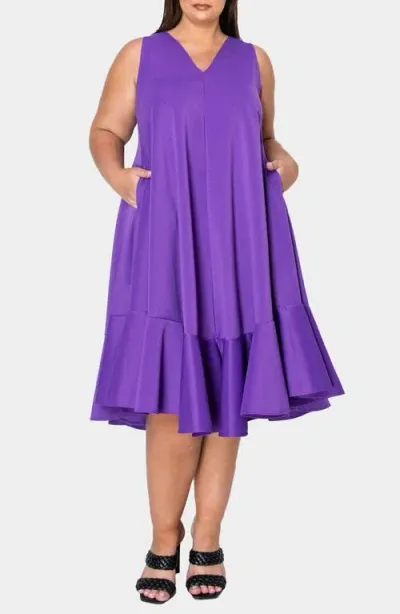 L I V D Simone Pocket Stretch Sleeveless A-line Dress In Purple