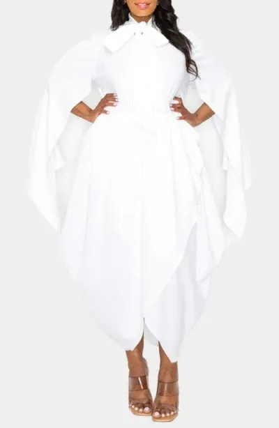 L I V D Tina Cape Sleeve Tulip Hem Midi Dress In Ivory