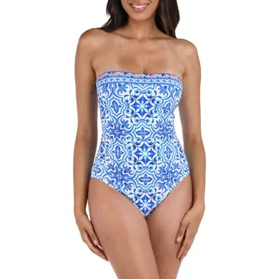 La Blanca Alboran Bandeau One-piece Swimsuit In Blue