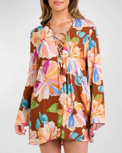 La Blanca Saharan Sands V-neck Tunic Coverup In Cinnamon