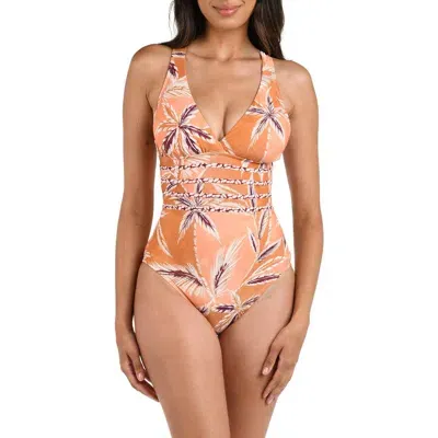 La Blanca Sandy Cove Cross Back One-piece Swimsuit In Sienna