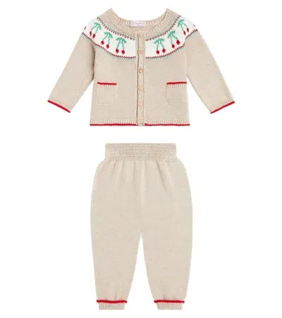 La Coqueta Baby Set Cereza Aus Cardigan Und Hose In Beige