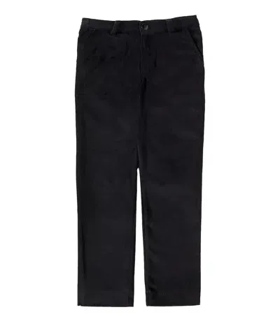 La Coqueta Kids' Elio Cotton Velvet Straight Pants In Black