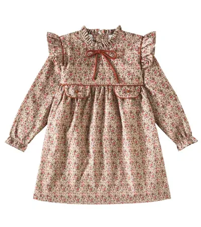 La Coqueta Kids' Maura Floral Cotton Dress In Multicoloured