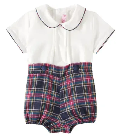 La Coqueta Baby Pablo Tartan Sweatshirt And Sweatpants Set In Navy Tartan