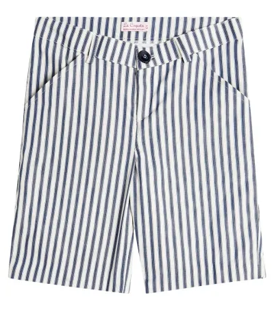 La Coqueta Kids' Romo Striped Cotton Shorts In Blue