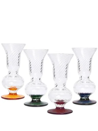 La Doublej Faceted Flutes (set Of Four) In White