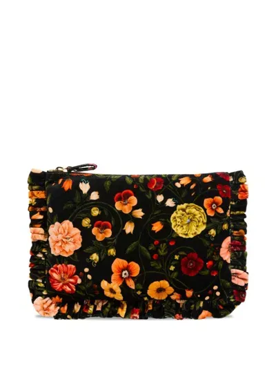 La Doublej Floral Clutch Bag In Black