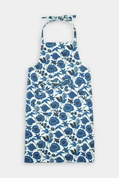 La Doublej Housewives Apron In Wildbird Blu In Blue