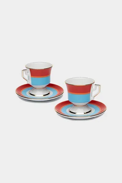 La Doublej Housewives Espresso Cup Set Of 2 In Rainbow Azzurro In Multi