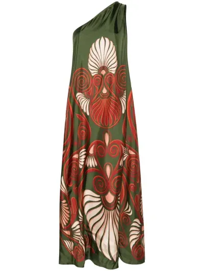 La Doublej Roy Graphic-print Maxi Dress In Green