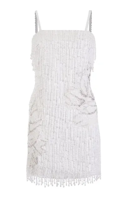 La Fuori Eleganza Alba Fringed Mini Dress In White