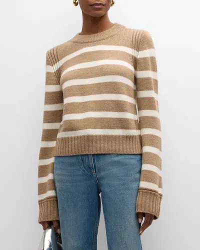 La Ligne Jack Striped Wool Sweater In Camel/cream