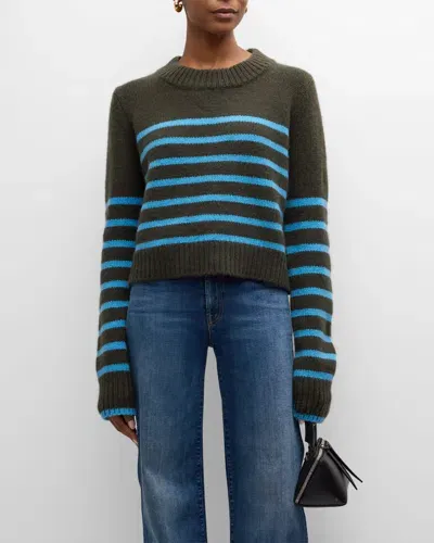 La Ligne Mini Marin Striped Sweater In Dark Olive/blue