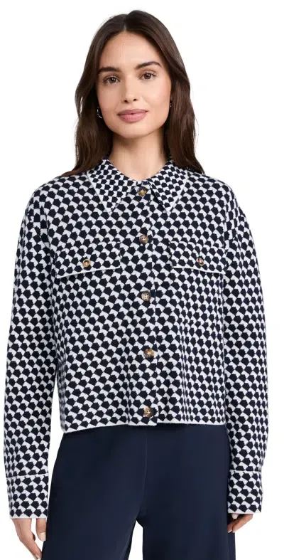 La Ligne Patterned Cropped Jane Jacket Ivory/navy