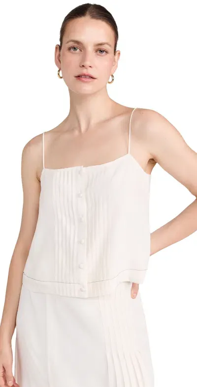 La Ligne Pintucked Silk Camisole In Ivory