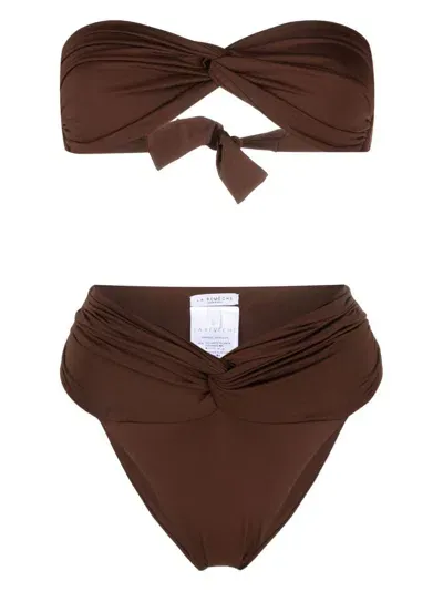 La Reveche Twist-detail Bikini Set In Brown