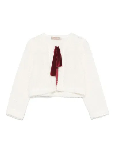 La Stupenderia Kids' Bow-detailed Cardigan In White