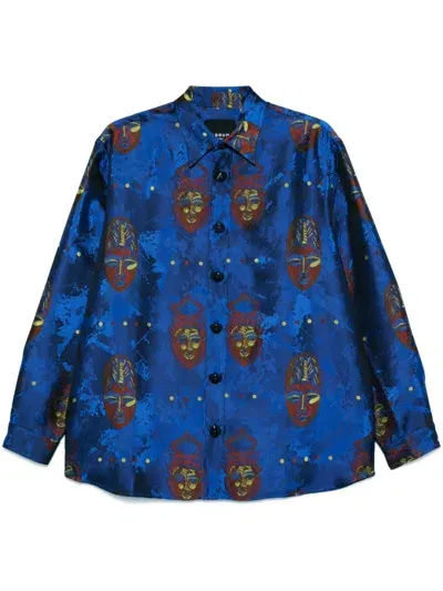 Labrum London Patterned-jacquard Shirt In Blue