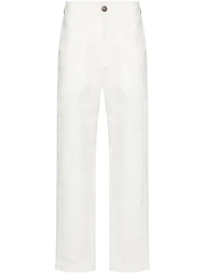 Labrum London Monogram-jacquard Straight-leg Trousers In Neutrals