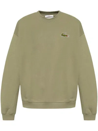 Lacoste Badge Fleece Sweatshirt In Green