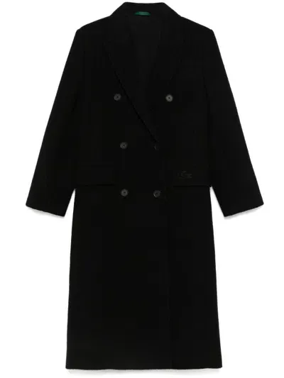 Lacoste Bouclé Coat In Black