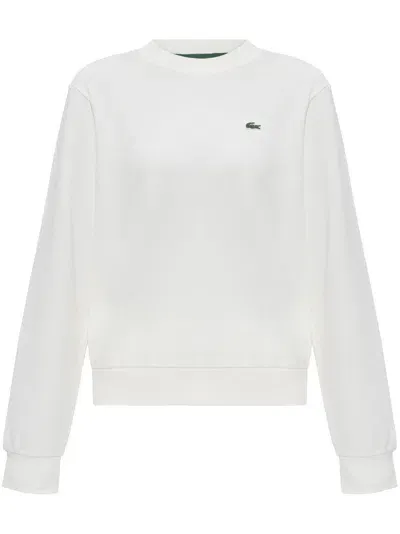 Lacoste Crew-neck Fleece Sweatshirt In White