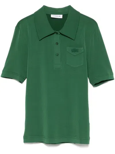 Lacoste Crocodile-patch Polo Top In Green