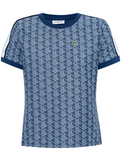 Lacoste Jacquard Monogram T-shirt In Blue