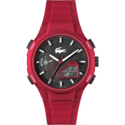 Lacoste Men's Lc33 Red Silicone Strap Watch 45mm