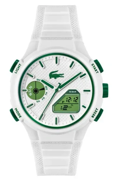 Lacoste Lc33 Silicone Strap Watch, 43.75mm In White