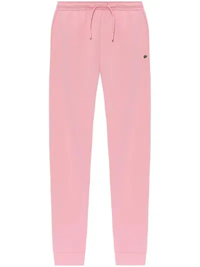 Lacoste Logo-embroidered Cotton Track Pants In Pink