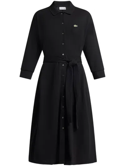 Lacoste Logo-patch Shirt Dress In Black