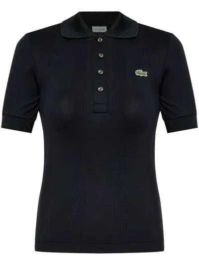 Lacoste Logo Polo Top In Black